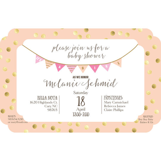 Gold Dots Baby Shower Invitations